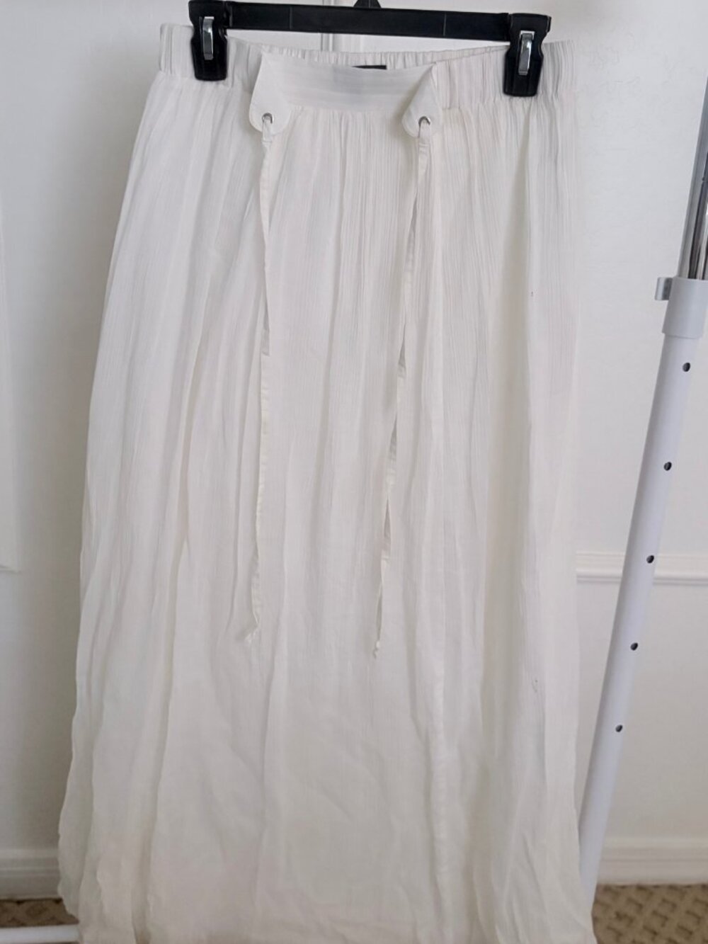 J.Crew White Gauze Maxi Skirt - Drawstring Waist - Size S